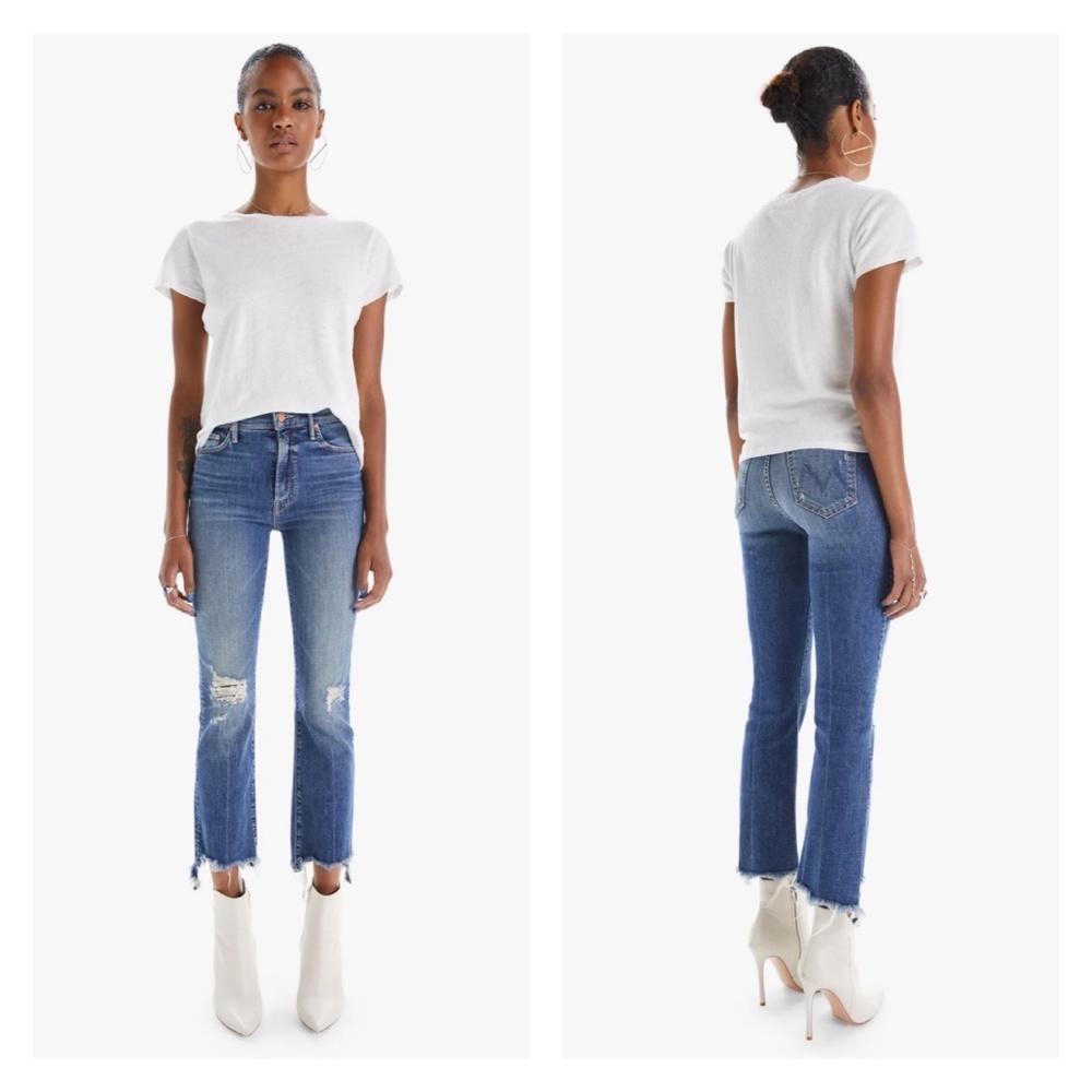 MOTHER | The Insider Crop Step Chew Dancing On Coals Blue High Waist Boot